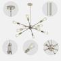 Sputnik Chandeliers 10 Lights Modern Pendant Lighting Industrial Vintage Ceiling Light Fixture, Nickel