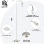 QiMH Floor Lamp for Living Room,Tall Modern Standing Lamp,Metal Floor Light,LED Floor Lamp Pole for Bedroom,Office,in-Line On/Off Foot Switch,Silver