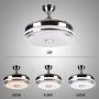 MoreChange Multi-Function Bluetooth Music Ceiling Fan with Lights and Remote Control,LED Retractable Blades 3 Color Changes Chandelier Fans Lighting Fixtures for Living/Dining Room Bedroom (36 inch B)