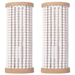 VILUXY Bohemia Wood Beaded Table Lamp Boho Bedside Nightstand Lamp for Bedroom, Living Room, Dorm, Gril Room 2 Pack