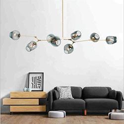 Modern Molecular Chandelier, E26 Nordic Bubble Ball Rotating Ceiling Light with Glass Lampshade, Pendant Lighting Rod Fixtures for Living Dining Room Bedroom Bar (Gold, 8 Lights)