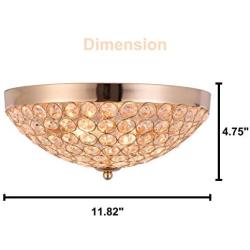 SOTTAE Elegant 2 Lights Crystal Cental Shade Bronze Gold Finish Bedroom Living Room Hallway Kids Room Modern Crystal Chandelier Ceiling Light, Ceiling Chandelier Size 11.8''