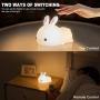 Kids Bunny Night Lights, Cute Lamp Silicone Baby Night Light,Color Changing Led Nightlight with Touch Sensor and Remote Control, for Kids, Children, Toddler, Baby, Girls
