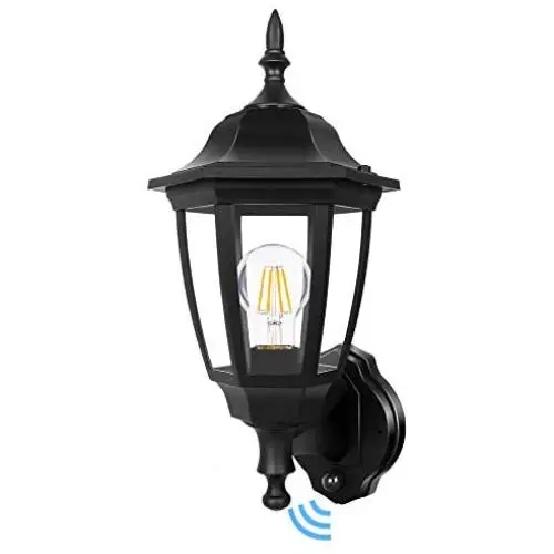 FUDESY Outdoor Dusk to Dawn LED Wall Lantern,Plastic Material Anti-Corrosion Black Porch Sensor Light with LED Edison Filament Bulb,(1-Pack) Exterior Mount Lanterns for Porch, Garage,FDS2542EPSB1 FUDESY Outdoor Dusk to Dawn LED Wall Lantern,Plastic Material Anti-Corrosion Black Porch Sensor Light with LED Edison Filament Bulb,(1-Pack) Exterior Mount Lanterns for Porch, Garage,FDS2542EPSB1