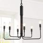 Kitchen Island Lighting, Ceiling Lights, Black Modern Chandelier Over Dining Room Hanging, 6-Light Farmhouse Light Fixture for Living Room, Foyer, Entryway, Bedroom