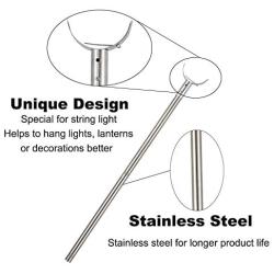 HOSKO String Light Poles for Outdoors 9FT- Twist Connection Pole to Stay Straight + Stable - Suit for LED Solar Bulbs Hanging for House Garden Patio Wedding Cafe Party