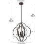 VINLUZ Modern Globe Chandeliers Farmhouse 4-Light Oil Rubbed Bronze Metal Kitchen Island Pendant Lighting, Industrial Ceiling Hanging Lamp for Dining Room Bedroom Hallway