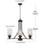 BONLICHT Contemporary Glass Chandelier 3 Light BlackTraditional Chandelier Kitchen Dining Room Light Fixture Hanging Glass Cylinder Pendant Light Vintage Industrial Flush Mount Ceiling Light