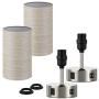 Oneach Modern Table Lamps Set of 2 with Dual USB Charging Port an AC Outlet 15” Bedside Desk Lamp for Bedroom Living Room Grey Cylinder Shade