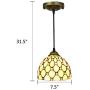 LITFAD Jeweled Pendant Lighting Tiffany Style Glass Drop Ceiling Lighting Art Decoration Ceiling Hanging Light for Dining Room Restaurant Coffee Shop Bar- 7.5''(19 cm)