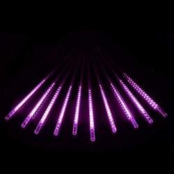 VMANOO LED Outdoor Lights 8 Tube Meteor Shower Rain Lights Solar Powered Icicle Raindrop Snow Falling Lights Cascading Lighting for Garden Outdoor Patio Holiday Party Halloween Decoration Purple