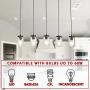 LUVISI 5 Lights Mason Jar Pendant Light,Industrial Farmhouse Kitchen Island Chandelier Hanging Lamp for Kitchen Island Dining Room Living Room Cafe Pub
