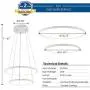 ROYAL PEARL Modern Pendant Lighting Adjustable 2 Rings Hanging Chandelier Lighting for Kitchen Island Living Dining Room Bedroom Warm White 3000K 36W