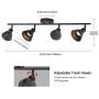 Industrial Vintage Indoor Wall Mount Spotlight BONLICHT 4 Light Modern Semi Flush Mount Ceiling Light Oil Rubbed Bronze Adjustable Kitchen Track Lighting fixtures(GU10 35W Halogen Bulbs Included)