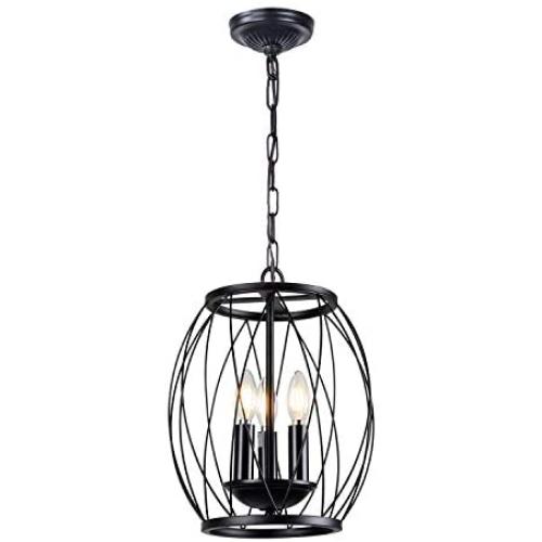 Infront 3-Light Farmhouse Black Chandelier Hanging Lights Modern Pendant Kitchen Lighting Dining Room Lighting Fixtures Hanging Lamp Ceiling Lights Semi Flush Mount