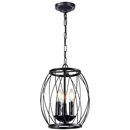 Infront 3-Light Farmhouse Black Chandelier Hanging Lights Modern Pendant Kitchen Lighting Dining Room Lighting Fixtures Hanging Lamp Ceiling Lights Semi Flush Mount