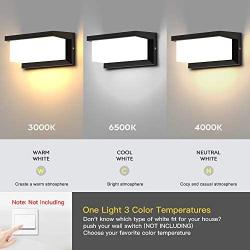 Shinbeam Outdoor Wall Porch Lights Led Matte Black Wall Mount Exterior Lamp Ip65 Waterproof Lighting Fixture 3-Color-Changeable Wall Fixture Warm White Cold White and Nature White Color(Black)