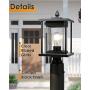 Osimir Outdoor Post Lantern, 2 Pack Modern Outdoor Post Light Fixtures with Pier Mount Base, Sanded Black Finish Seeded Glass, 6.5'' W x 16'' H, 8598/1G-2PK