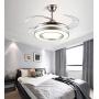 BIGBANBAN Modern Ceiling Fan with Lights and Remote,LED Chandelier Fans with 4 Retractable Blades,Brushed Nickel Finish for Dining Room 42 Inches (Sliver)