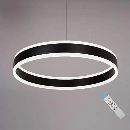 Chandeliers Lighting, Modern LED Pendant Light Fixture 1 Ring Chandelier with Remote Control Kitchen Ceiling Light Black Meenyo Chandeliers Lighting, Modern LED Pendant Light Fixture 1 Ring Chandelier with Remote Control Kitchen Ceiling Light Black Meenyo