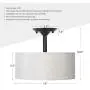 CO-Z Antique Bronze Finish Semi Flush Mount Ceiling Light, Two Bulb White Hardback Fabric Drum Shade Chandelier Light Fixture with Acrylic Diffuser, UL-Certified 120W LED Dimmable Lighting