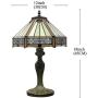 Tiffany Lamp Yellow Hexagon Stained Glass Shade Antique Zinc Base Mission Style Table Read Lighting W12H18 Inch S011 WERFACTORY LAMPS Living Room Bedroom Study Coffee Bar Bedside Desk Art Crafts Gifts