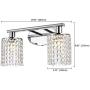Luburs Crystal Wall Sconce Lighting Bathroom Vanity Mirror Light Fixture with Hangiing Crystal Linear Modern Crystal Room Light for Bedroom Contemporary Bedside Wall Lamp Chrome (2-Lights)