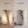 Unique Calcite Modern Table Lamp, Small Bedside Lamp for Bedroom Living Room, Dimmable Desk Lamp for Night Table by Phiestina, Crystal Texture Within, Handcrafted, LED, UL, Cuboid, Natural Colors