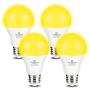 Hansang A19 LED Bug Light Bulb Yellow Color Bulb,7 Watt (60W Equivalent) E26 Medium Base Outdoor Porch Lights, Amber Bedroom Night Light Bulb Bugs Free Bulbs,4 Pack