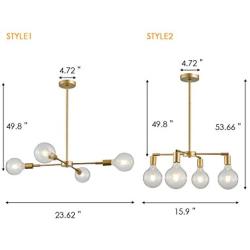 ANJIADENGSHI Sputnik Chandelier Lighting Modern Iron Pendant Light with 4 E26 Bulb for Living Room Dining Room Kitchen Bedroom Golden
