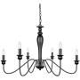 T&A 6-Light Farmhouse Chandelier,Black Wrought Iron Rustic Candle Chandeliers Classic Light Fixture for Kitchen Island Dining Room Living Room