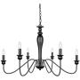 T&A 6-Light Farmhouse Chandelier,Black Wrought Iron Rustic Candle Chandeliers Classic Light Fixture for Kitchen Island Dining Room Living Room