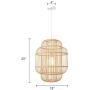 BAYCHEER Asian Cylinder Pendant Light Adjustable Cord Woven Natural Wooden Handcraft Pendant Lighting in Wood Rustic Ceiling Lamp Chandelier Fixture for Dining Room Living Room Restaurant,19.5