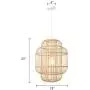 BAYCHEER Asian Cylinder Pendant Light Adjustable Cord Woven Natural Wooden Handcraft Pendant Lighting in Wood Rustic Ceiling Lamp Chandelier Fixture for Dining Room Living Room Restaurant,19.5