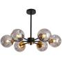 6 Light Chandelier , Large Ceiling Light Fixture with Glass Classic, Black Pendent Lighting for Living Room Bedroom Bathroom Farmhouse Kitchen