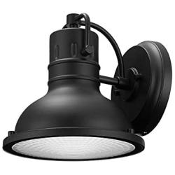 Globe Electric 44157 Harbor 1-Light Outdoor Indoor Wall Sconce, Matte Black, Clear Plastic Diffuser