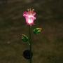 Joyathome Outdoor Solar Garden Stake Lights, 2 Pack Solar Powered Stake Lights with Pink Glass Lily Flower,Warm White LED Solar Metal Landscape Decorative Lights for Patio,Yard Decoration