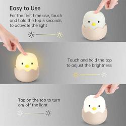 Baby Night Light for Kids, Chick Silicone Lamp Touch Sensor Light for Children Birthday Present Brightness Adjustable Toddler Night Lamp for Boys Girls Beside Desk Bedroom