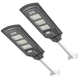 KUTON Solar Street Light, Solar Powered Outdoor Lights 6000LM, Dusk to Dawn LED Solar Light with Motion Sensor, ON/Off Switch and Remote Control for Patio, Parking Lot, Yard, Street, 90W(2 Pack)