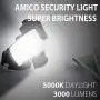 LED Security Light 3000LM, 28W Outdoor Motion Sensor Light, 5500K, IP65 Waterproof, Adjustable Head Flood Light for Entryways, Stairs, Yard and Garage