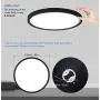 15.8 Inch Dimmable Black LED Flush Mount Ceiling Light 24W 3000K-4000K-5000K 3 Color Selectable - Low Profile Slim LED Surface Mount Ceiling Light for Kitchen Living Bedroom Dining Room - 2 Pack