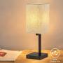 Ralbay USB Table Lamp, Bedside Desk Lamp with 2 USB Charging Ports, Metal Black Base Nightstand Lamp with Flaxen Fabric Shade, Perfect Table Lamps for Bedroom, Living Room, Office