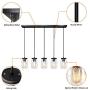 PUZHI HOME Mason Jar Pendant Lights, 5-Light Farmhouse Kitchen Island Light Rustic Chandelier Barn Pendant Lighting Ceiling Lamp for Kitchen Farm Barn Diningroom