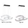 Modern 2 C Rings Crystal Chandelier Light Fixtures LED Pendant Lamp Adjustable Stainless Steel Ceiling Lights for Living Room Bedroom Dinning Room Indoor Lighting (Cool White)