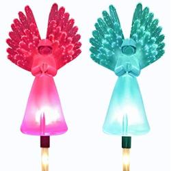 Solar Lights Outdoor - Kearui 2 Pack Solar Stake Light with Fiber Optic Angel Decorative Lights, Multi-Color Changing LED Solar Lights for Yard Decorations, Garden Gifts