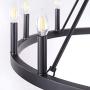 Wellmet 12-Light Black Wagon Wheel Chandelier Diam 38 inch, Farmhouse Industrial Country Style Large Round Pendant Light Fixture for Dining Room, Kitchen Island