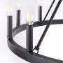 Wellmet 12-Light Black Wagon Wheel Chandelier Diam 38 inch, Farmhouse Industrial Country Style Large Round Pendant Light Fixture for Dining Room, Kitchen Island