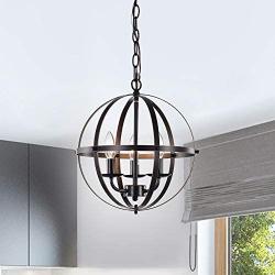 Bronze Chandelier Orb Chandelier Rustic Chandeliers for Dining Rooms 3 Light Farmhouse Chandelier Globe Chandelier