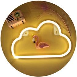 LED Warm White Cloud Neon Light, Cute Neon Cloud Sign, Room Decor Battery or USB Powered 4.5V Art LED Decorative Lights Night Lights Indoor for Home, Bedroom, Office,Dorm,Party (Warm White Cloud)