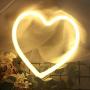 Heart Neon Signs for Wall Decor,USB or Battery Decor Light,Neon Light for Bedroom,LED Neon Decorative Lights for Christmas,Party,Girls Living Room(Warm White)